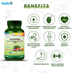 Healthvit Cenvitan Plant Based Whole Food Multivitamin for Men | Enriched with Vitamins Minerals Greens, Vegetables, Superfood, Fruits & Herbs Supplement For Immunity – 60 Tablets (Pack of 2)