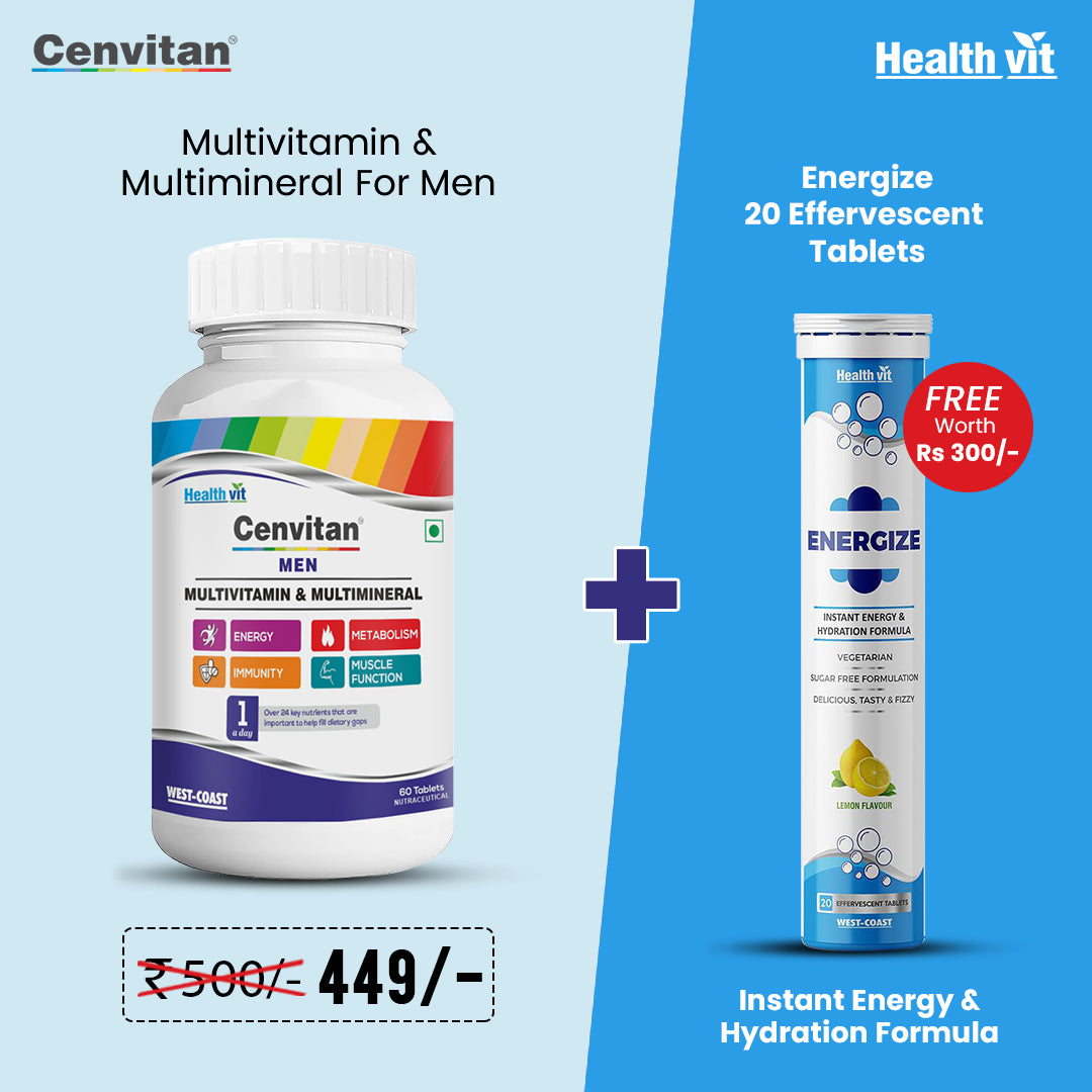 Buy Cenvitan Multivitamin Men & Get Healthvit energize effervescent tablets free