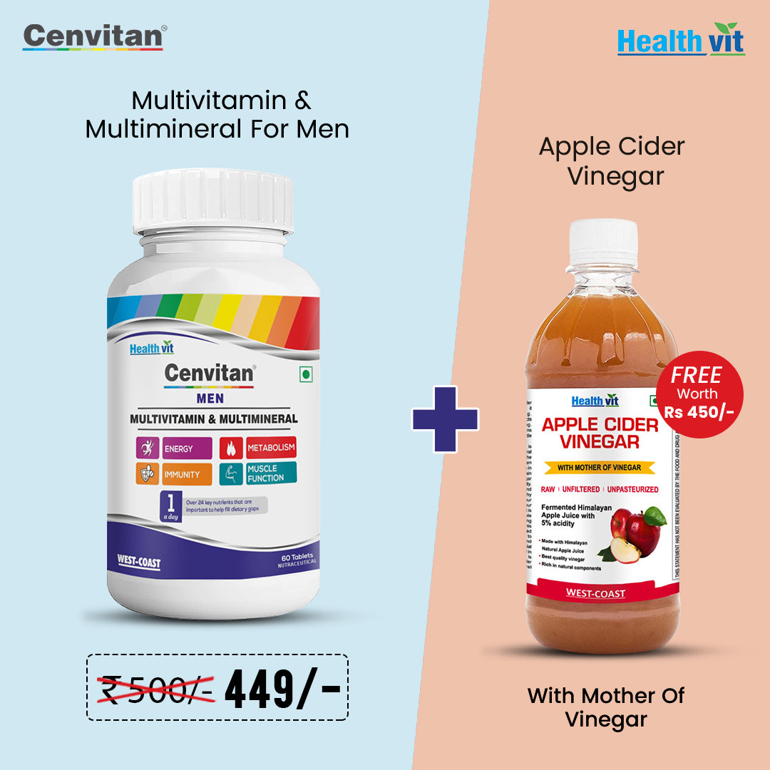 Buy Cenvitan Multivitamin Men & Get Healthvit Apple cider vinegar free